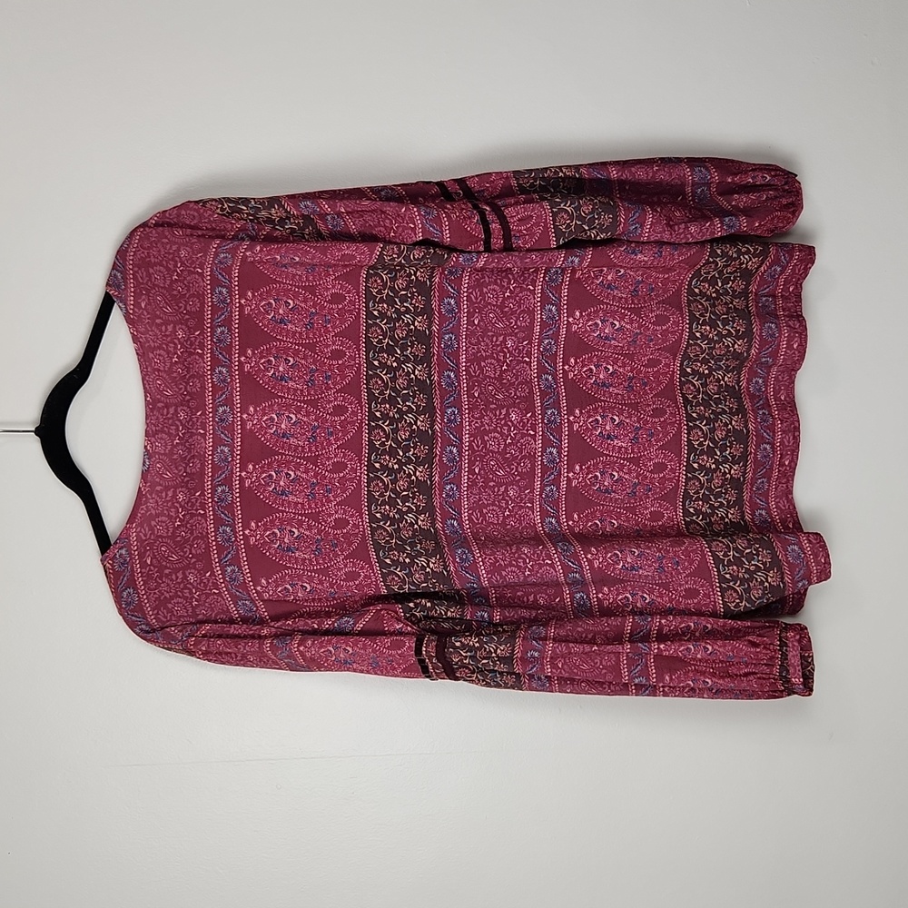 St John's Bay Boho Pasley Bordeaux Blouse - Picture 2 of 13